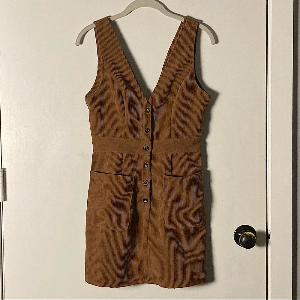SHEIN Brown Corduroy Button Down Dress Size XS 💗